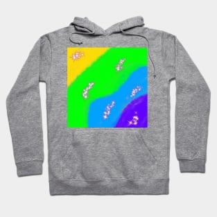 Blue green yellow watercolor abstract art Hoodie